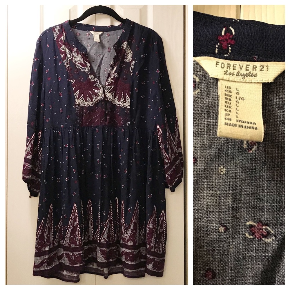 [Size L] Long Sleeved Mandarin Collar Dress